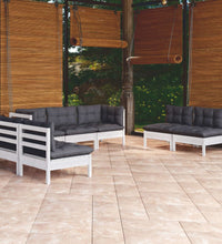 7-tlg. Garten-Lounge-Set mit Kissen Kiefer Massivholz