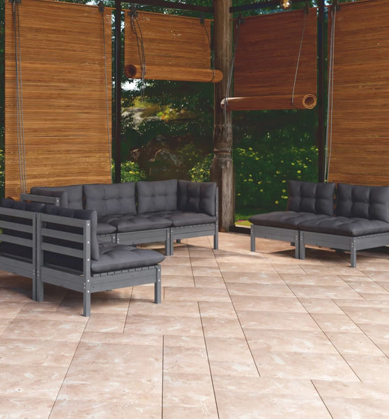 7-tlg. Garten-Lounge-Set mit Kissen Kiefer Massivholz