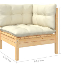 8-tlg. Garten-Lounge-Set mit Creme Kissen Massivholz Kiefer