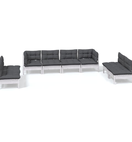 8-tlg. Garten-Lounge-Set mit Kissen Kiefer Massivholz