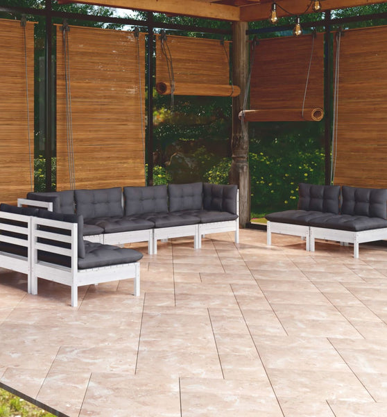 8-tlg. Garten-Lounge-Set mit Kissen Kiefer Massivholz