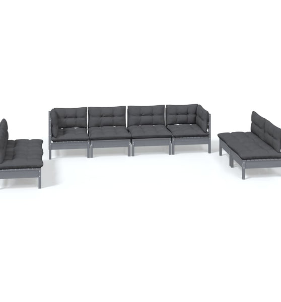 8-tlg. Garten-Lounge-Set mit Kissen Kiefer Massivholz