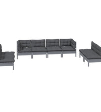 8-tlg. Garten-Lounge-Set mit Kissen Kiefer Massivholz