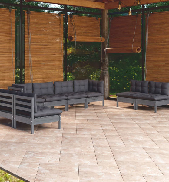 8-tlg. Garten-Lounge-Set mit Kissen Kiefer Massivholz