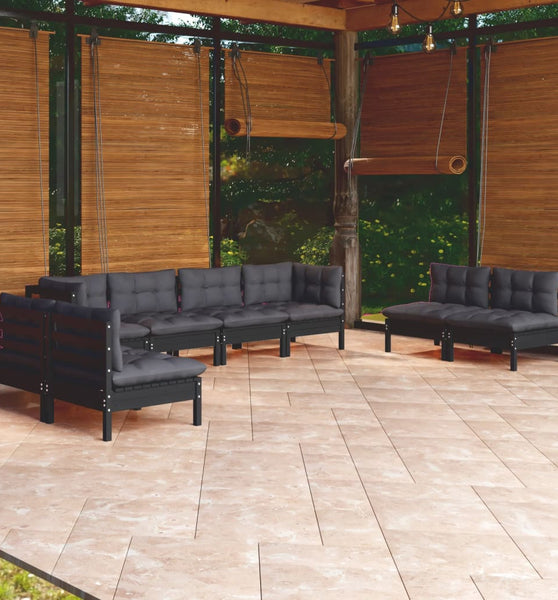 8-tlg. Garten-Lounge-Set mit Kissen Massivholz Kiefer