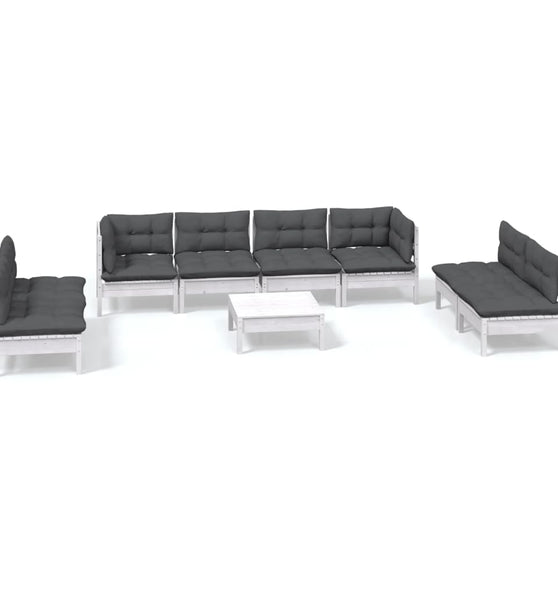 9-tlg. Garten-Lounge-Set mit Kissen Kiefer Massivholz