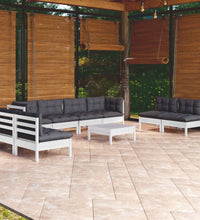 9-tlg. Garten-Lounge-Set mit Kissen Kiefer Massivholz