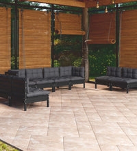 9-tlg. Garten-Lounge-Set mit Kissen Massivholz Kiefer