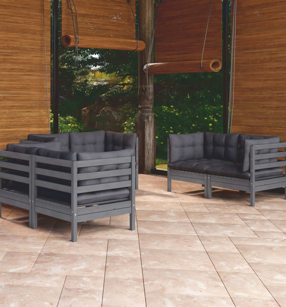 6-tlg. Garten-Lounge-Set mit Kissen Kiefer Massivholz