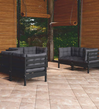 6-tlg. Garten-Lounge-Set mit Kissen Massivholz Kiefer