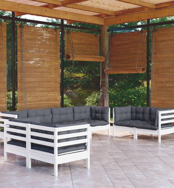 8-tlg. Garten-Lounge-Set mit Kissen Massivholz Kiefer