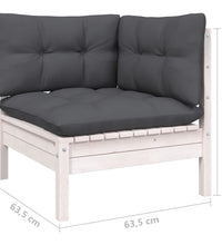 3-tlg. Garten-Lounge-Set mit Kissen Kiefer Massivholz