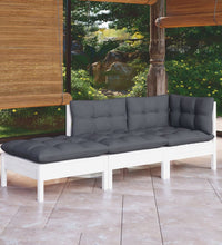 3-tlg. Garten-Lounge-Set mit Kissen Kiefer Massivholz