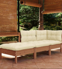 3-tlg. Garten-Lounge-Set mit Kissen Kiefer Massivholz