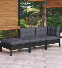 3-tlg. Garten-Lounge-Set mit Kissen Massivholz Kiefer