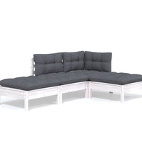 4-tlg. Garten-Lounge-Set mit Kissen Kiefer Massivholz