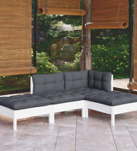 4-tlg. Garten-Lounge-Set mit Kissen Kiefer Massivholz