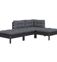 4-tlg. Garten-Lounge-Set mit Kissen Kiefer Massivholz