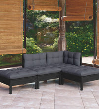 4-tlg. Garten-Lounge-Set mit Kissen Kiefer Massivholz