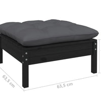 4-tlg. Garten-Lounge-Set mit Kissen Schwarz Kiefernholz