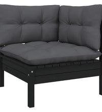 8-tlg. Garten-Lounge-Set mit Kissen Schwarz Kiefernholz