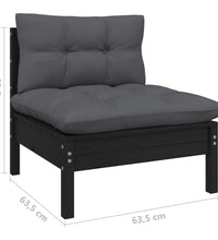 8-tlg. Garten-Lounge-Set mit Kissen Schwarz Kiefernholz