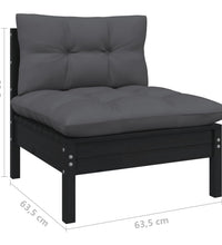 4-tlg. Garten-Lounge-Set mit Kissen Schwarz Kiefernholz