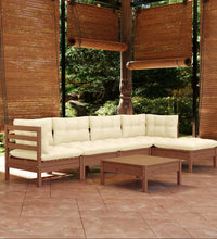 6-tlg. Garten-Lounge-Set mit Kissen Honigbraun Kiefernholz