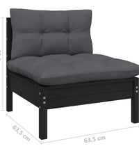 5-tlg. Garten-Lounge-Set mit Kissen Schwarz Kiefernholz