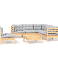 6-tlg. Garten-Lounge-Set mit Grauen Kissen Kiefernholz