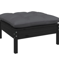 8-tlg. Garten-Lounge-Set mit Kissen Schwarz Kiefer Massivholz