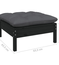 9-tlg. Garten-Lounge-Set mit Kissen Schwarz Kiefer Massivholz