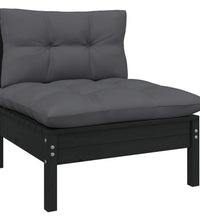 10-tlg. Garten-Lounge-Set mit Kissen Schwarz Kiefer Massivholz