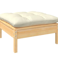 11-tlg. Garten-Lounge-Set mit Creme Kissen Massivholz Kiefer