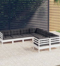 8-tlg. Garten-Lounge-Set mit Kissen Weiß Massivholz Kiefer