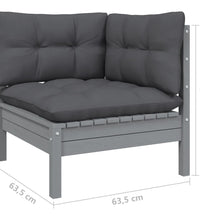 8-tlg. Garten-Lounge-Set mit Kissen Grau Massivholz Kiefer