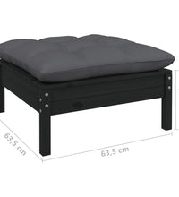 8-tlg. Garten-Lounge-Set mit Kissen Schwarz Kiefernholz