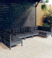 7-tlg. Garten-Lounge-Set mit Kissen Grau Kiefer Massivholz