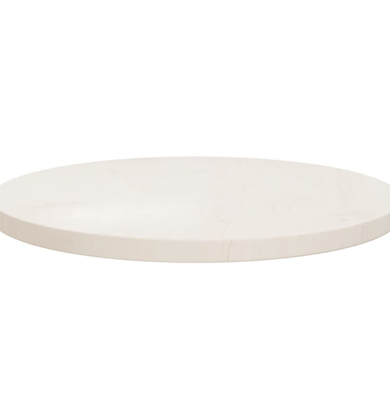 Tischplatte Weiß Ø50x2,5 cm Massivholz Kiefer