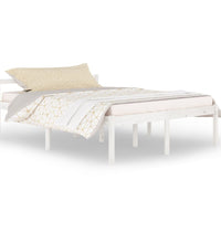 Seniorenbett Weiß 150x200 cm Massivholz Kiefer