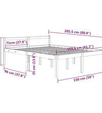 Seniorenbett Weiß 150x200 cm Massivholz Kiefer