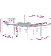 Seniorenbett Grau 150x200 cm Massivholz Kiefer