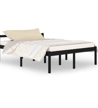 Seniorenbett Schwarz 150x200 cm Massivholz Kiefer