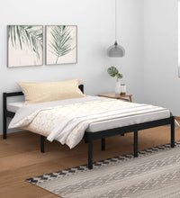 Seniorenbett Schwarz 150x200 cm Massivholz Kiefer