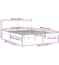 Massivholzbett Schwarz 150x200 cm