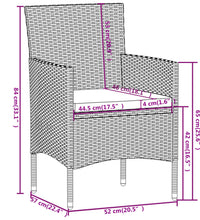 3-tlg. Garten-Essgruppe Poly Rattan Schwarz