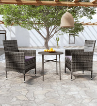 3-tlg. Garten-Essgruppe Poly Rattan Grau