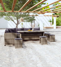 6-tlg. Garten-Lounge-Set mit Kissen Poly Rattan Grau