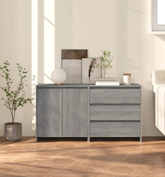 2-tlg. Sideboard Grau Sonoma Holzwerkstoff