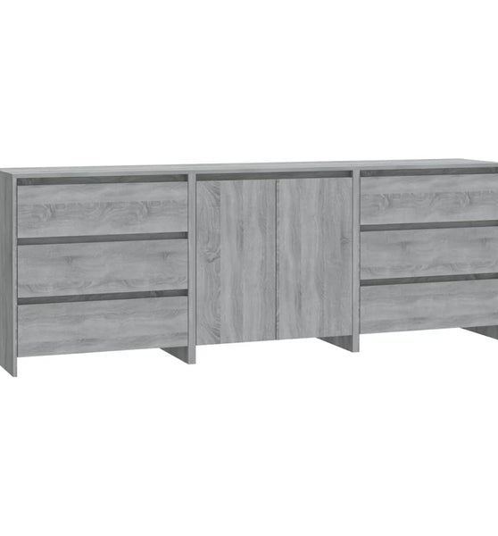 3-tlg. Sideboard Grau Sonoma Holzwerkstoff